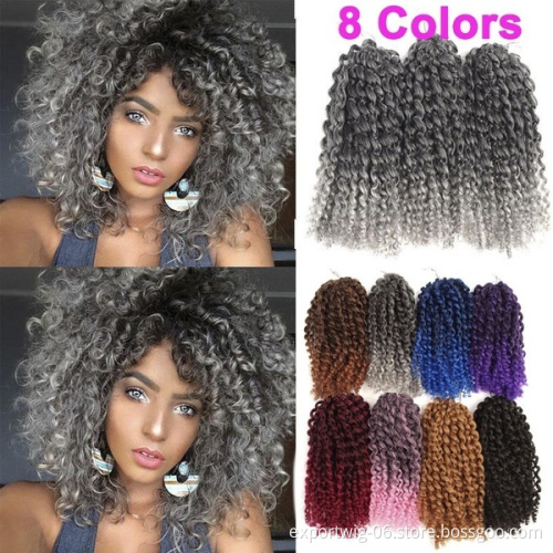 8Inch Crochet afro Kinky Curly Crochet Synthetic braiding hair Marly Braids synthetic ombre water wave braiding hair extensions